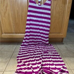 Hula Honey Summer Sun Purple and White Striped Maxi Dress